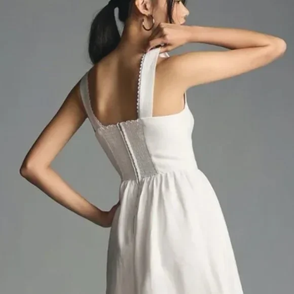 Reformation Tagliatelle Linen Dress Sz6 White - Picture 2 of 12